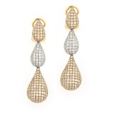 2.43 Cts. 18K Yellow Gold Diamond Teardrop Dangling Earrings